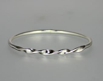 Sterling Silver Bangle - Silver Twist Bangle - Heavy Silver Bangle - Modern Bangle - Simple Sterling Bangle - Stacking Bangle - Thick Bangle