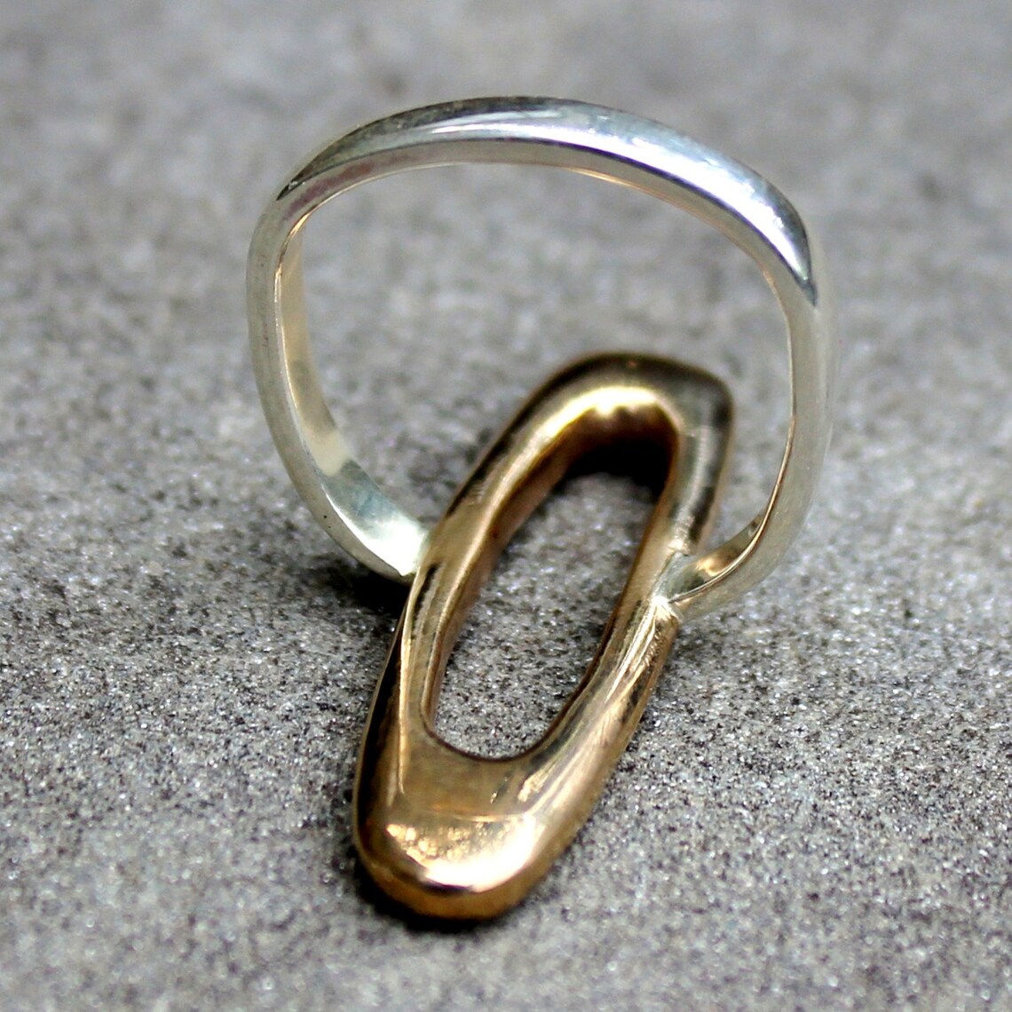 Bronze Ring Modern Bronze and Sterling Silver Ring Mod Etsy