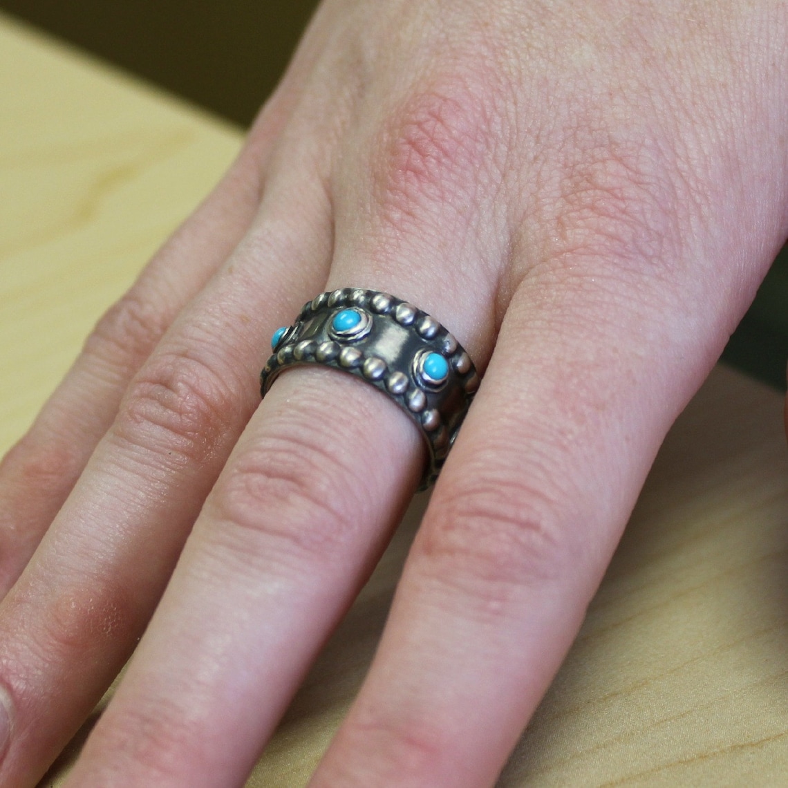 Turquoise Ring - Silver Turquoise Ring - Silver Band Ring - Sterling ...