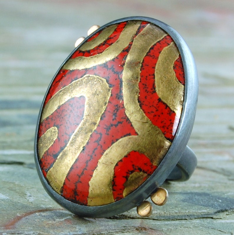 Enamel Ring Red Enamel Ring Enamel Sterling Silver Ring Etsy