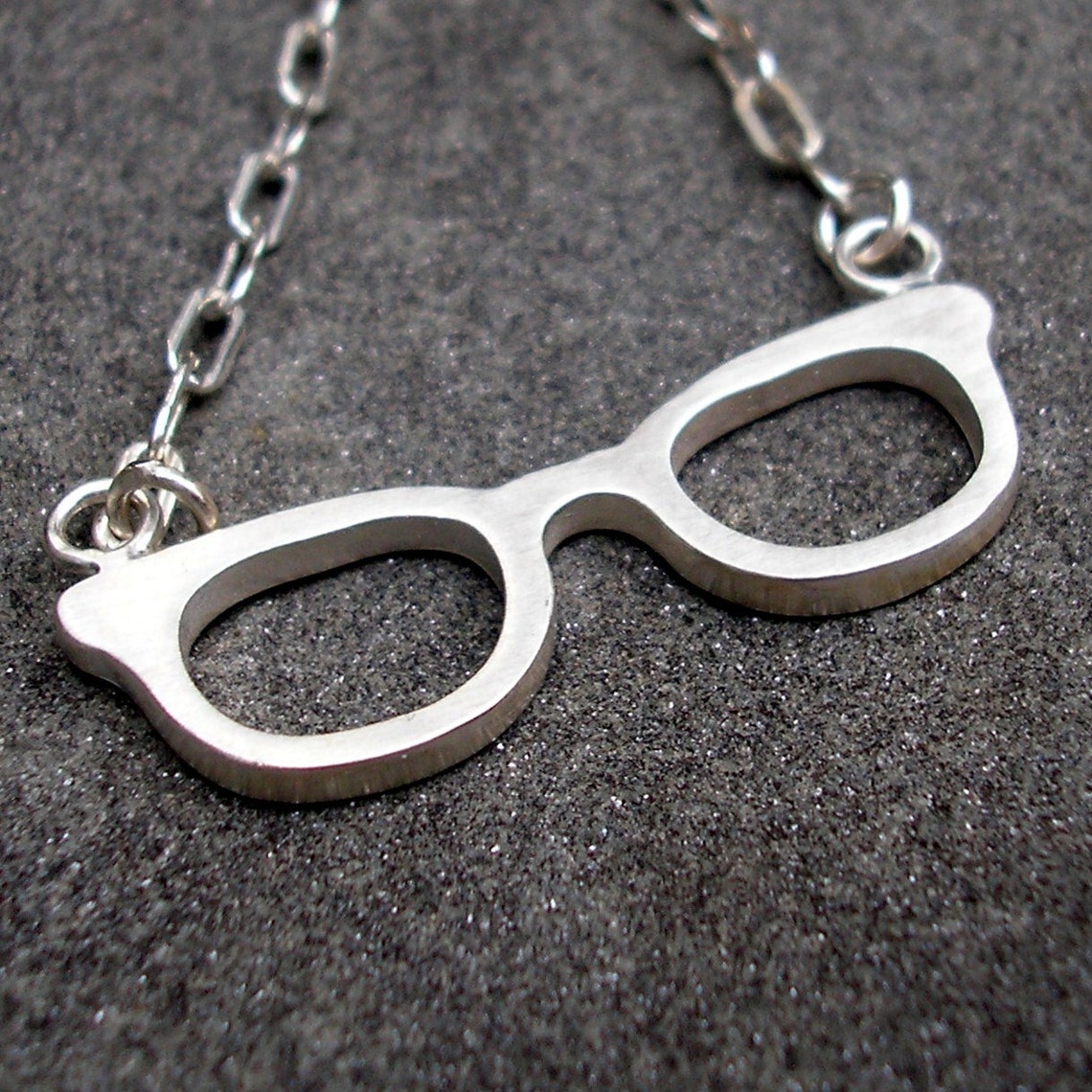 Geek Glasses Necklace Silver Nerd Glasses Pendant Sterling Etsy
