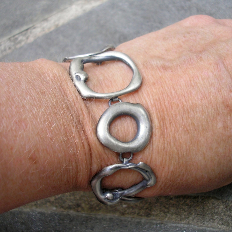 Sterling Silver Link Bracelet Handmade Links Organic Etsy