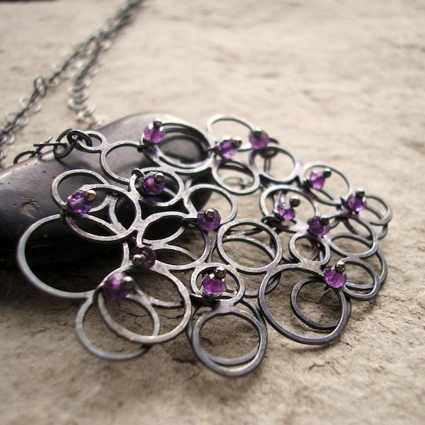 Silver Cloud Necklace - Amethyst Silver Necklace - Sterling Amethyst Pendant - Silver Amethyst Necklace - Amethyst Necklace