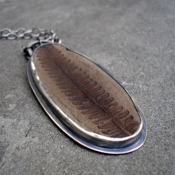 Fossil Fern Necklace - Fossil Fern Sterling Silver Necklace - Fossil Pendant - Fossil Leaf Silver Necklace - Real Fossil Sterling Necklace