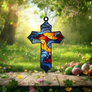 Acrylic Christian Cross Suncatcher: Handmade Window Decor