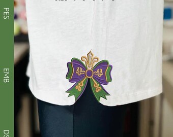 Mardi Gras Bow Embroidery File: Side Bow Design (Digital Download)