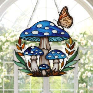 Apanhador de sol acrílico de cogumelo para janela ou parede, decoração de pendurar em forma de cogumelo, presente estético Cottagecore para amantes da natureza