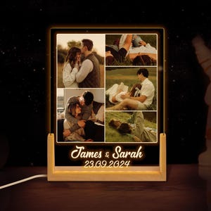 Custom Photo Night Light Personalized Acrylic Picture Lamp LED Plaque for Couple Bedroom Decor Gift for Him Her Wedding Anniversary Keepsake