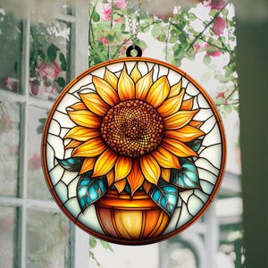 Beautiful Sunflower Suncatcher Decorative Stained Glass Art for Home and Garden Decor Unique Gift Idea Vibrant Window Ornament