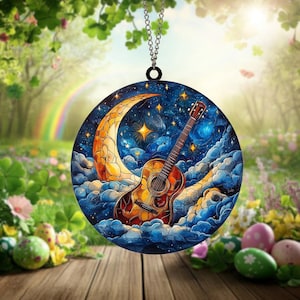Guitar Acrylic Suncatcher Handmade Music-Themed Window Decor Unique Gift for Guitarists and Music Lovers Perfect for Home or Studio