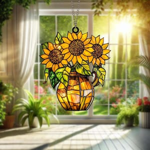 Sunflower Suncatcher: Acrylic Window Hanging, Floral Decor