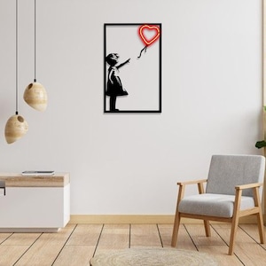 Banksy Wall Art Neon LED Metal Street Art Decor Urban Graffiti Wall Sign Lovesick Girl Poster Modern Wall Art for Home Office