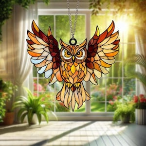 Handmade Owl Suncatcher: Stained Glass Window Decor