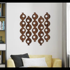 Moderne muurkunst uit het midden van de eeuw, MCM houten muurdecor, retro paneel voor atomaire kunst, jaren 70-stijl sculptuur uit het midden van de eeuw voor woonkamer of kantoor