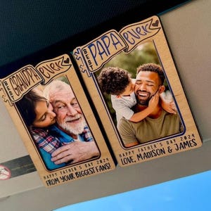 Personalized Wooden Photo Standee: Engraved Gift for Dad/Grandpa