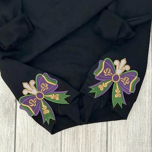 Mardi Gras Bow Embroidered Sweatshirt: Louisiana Carnival Gift