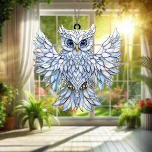 Handmade Owl Suncatcher: Sparkling Stained Glass Window Decor