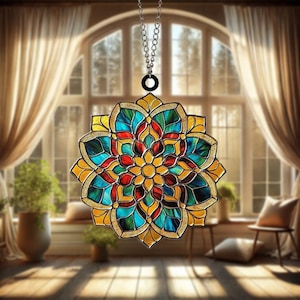 Mandala Suncatcher: handgemaakte glas-in-loodraamdecoratie