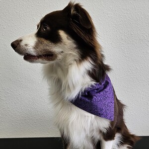 Medium Purple Paw Print Reversible Dog Bandana – Handmade Cotton Slide-On Collar Bandana for Dogs