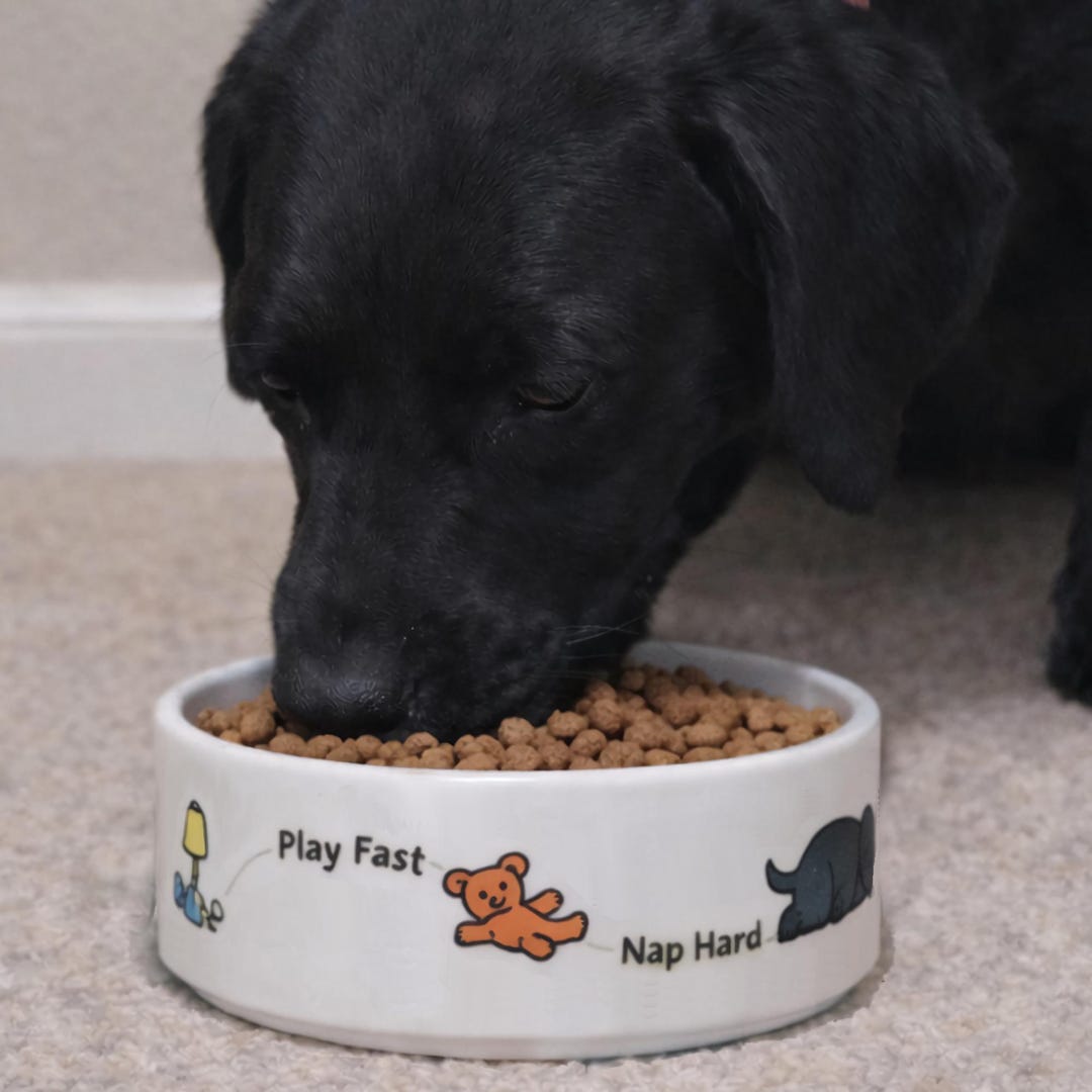 Black Lab Puppy Play Fast, Nap Hard Dog Bowl: Pet Ceramic Food Water ...
