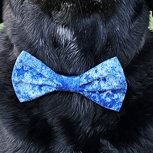 Blue Star Slide On Dog Bowtie 100% Cotton Handmade Accessory