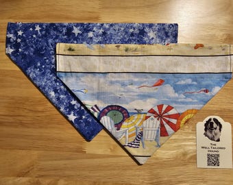 Beach Dog Reversible Bandana that Slides Over the Collar