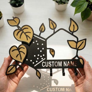 Personalized Dopamine Molecule Metal and Mirror Acrylic Key Holder, Custom Name Sign Wall Decor