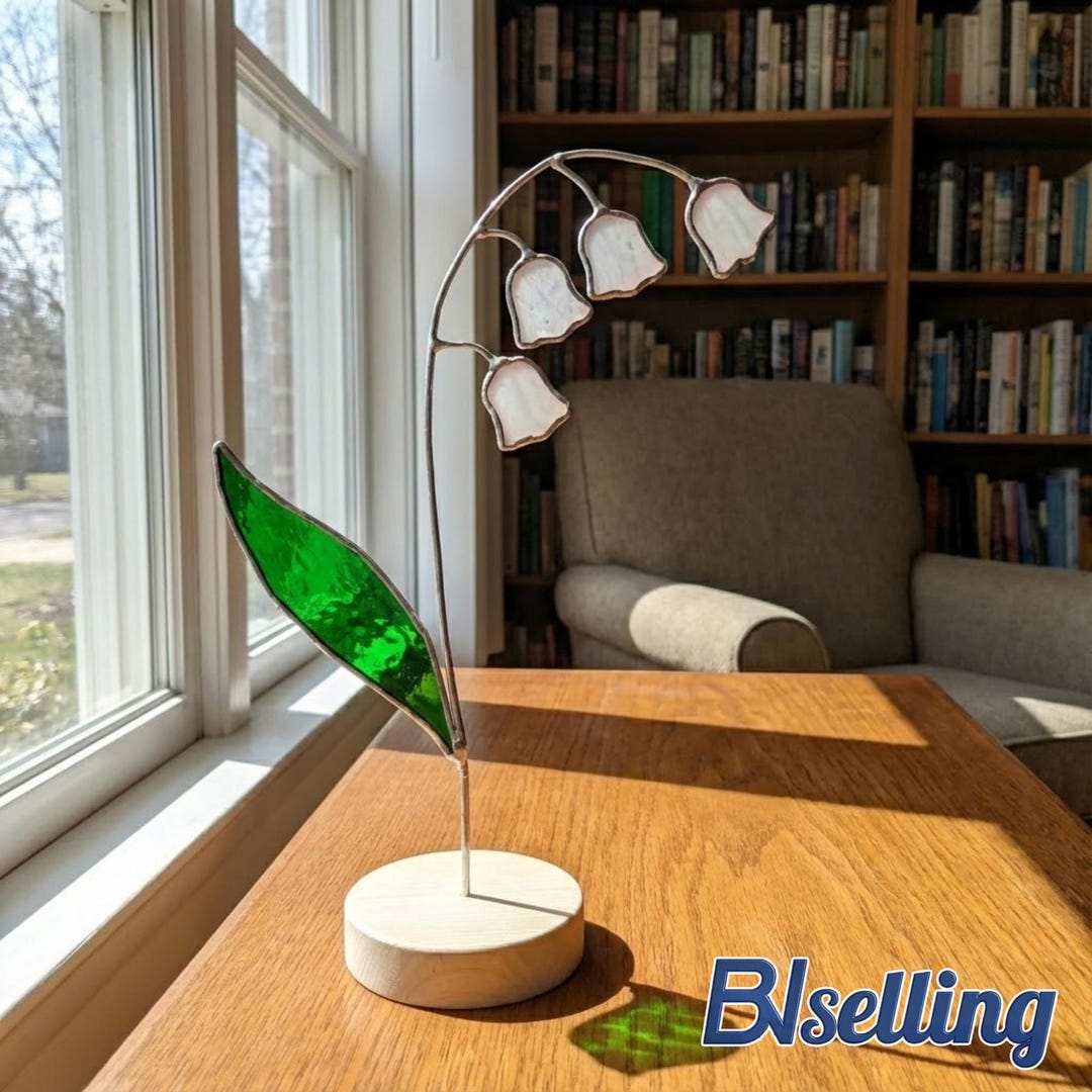 Personalized Stained Glass Lily of the Valley Suncatcher With Wood Base ...