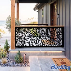 Olive Branch Metal Railing Panel, Custom Outdoor Privacy Screen for Mediterranean Patio