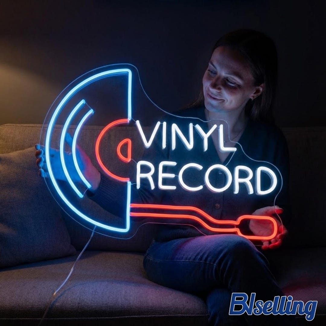 Personalized Vinyl Record Neon Sign, Custom Music Led Wall Art, Music ...