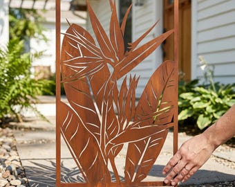 Bird of Paradise Yard Art: Rusted Metal Garden Stake (Custom Size Available)