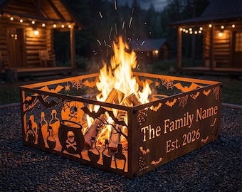 Personalisierter Feuerstellenring in Form einer Giftflasche, Hexengeschenk für Apotheker-Fans, individuelle Lagerfeuerdekoration aus Metall, gotische Gartendeko