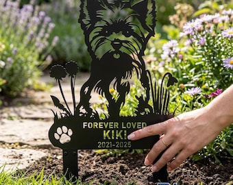 Personalized Yorkshire Terrier Metal Garden Stake | Custom Dog Memorial Gift | Outdoor Decor