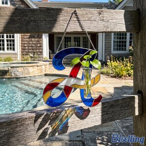Personalized Letter Stained Glass Planter Holder, Initial Window Suncatcher Gift