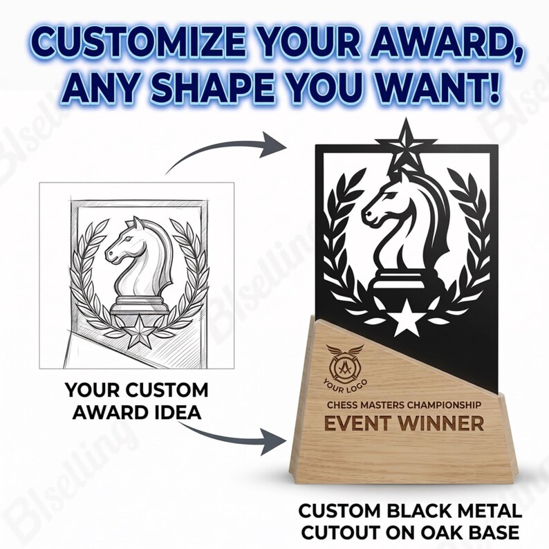 Personalized Cheerleading Trophy, Custom Metal Cheer Award With Oak ...