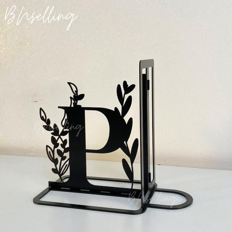 Custom Alphabet Metal Bookends, Personalized Last Name Book Ends, Book ...