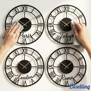 Time Zone Metal Wall Clock, World Traveler Home Decor, Office Housewarming Gift