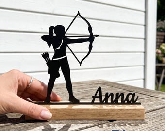 Decoración metálica personalizada para tiro con arco, letrero con el nombre del atleta, regalo