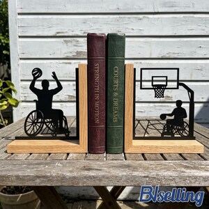 Personalized Wheelchair Metal Bookends, Custom Name Ability Shelf Decor, Inclusive Book Stand