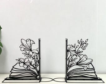 Fermalibri floreali in metallo - Iniziali personalizzate, finitura verniciata a polvere