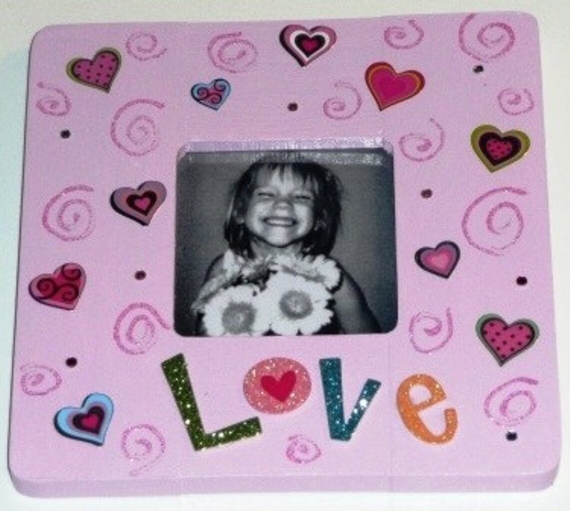 LOVE Picture Frame With Love and Kisses Hearts Etsy
