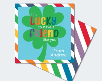 Printable Shamrock Rainbow Printable / St. Patrick&#39;s Day Tag / 4 Leaf Clover Tag / Shamrock Rainbow Gift Tag / Editable St. Patrick&#39;s Day