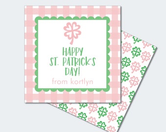 Printable Gingham Shamrock Printable / St. Patrick's Day Tag / 4 Leaf Clover Tag / Shamrock Gift Tag / Editable St. Patrick's Day