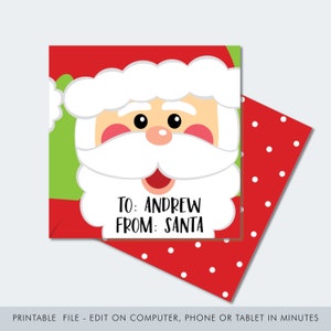 Printable Santa Gift Tag / From Santa Christmas Tag / Instant Download Santa Gift Tag / Christmas Gift Tag / Personalized Santa Tag