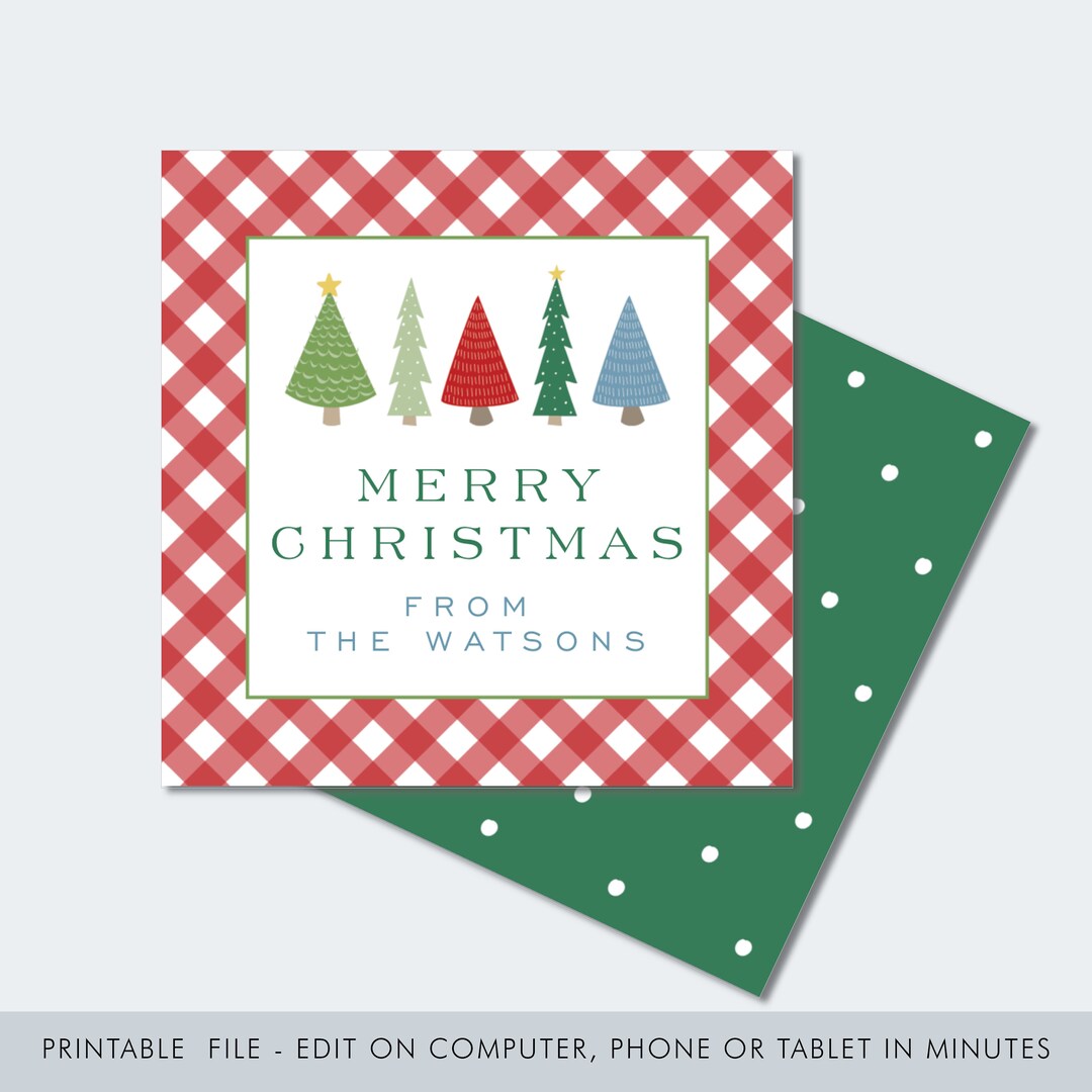 Editable Christmas Tag / Cute Christmas Tree Gift Tag / Wreath