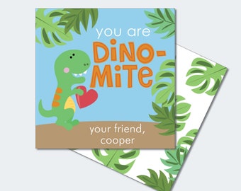 Dinosaur Valentine Printable / School Valentine / Classroom Valentine / Valentine Gift Tag / Editable Valentine INSTANT DOWNLOAD