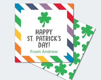 Printable Shamrock Rainbow Printable / St. Patrick's Day Tag / 4 Leaf Clover Tag / Shamrock Rainbow Gift Tag / Editable St. Patrick's Day