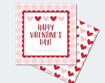 Printable Gingham Heart Valentine Printable / School Valentine / Classroom Valentine / Valentine Gift Tag / Editable Valentine