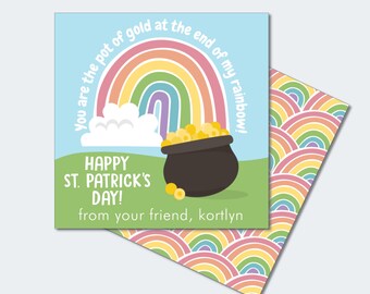 Printable Shamrock Rainbow Printable / St. Patrick&#39;s Day Tag / Pot of Gold Tag / Rainbow St. Patrick&#39;s Gift Tag / Editable St. Patrick&#39;s Day