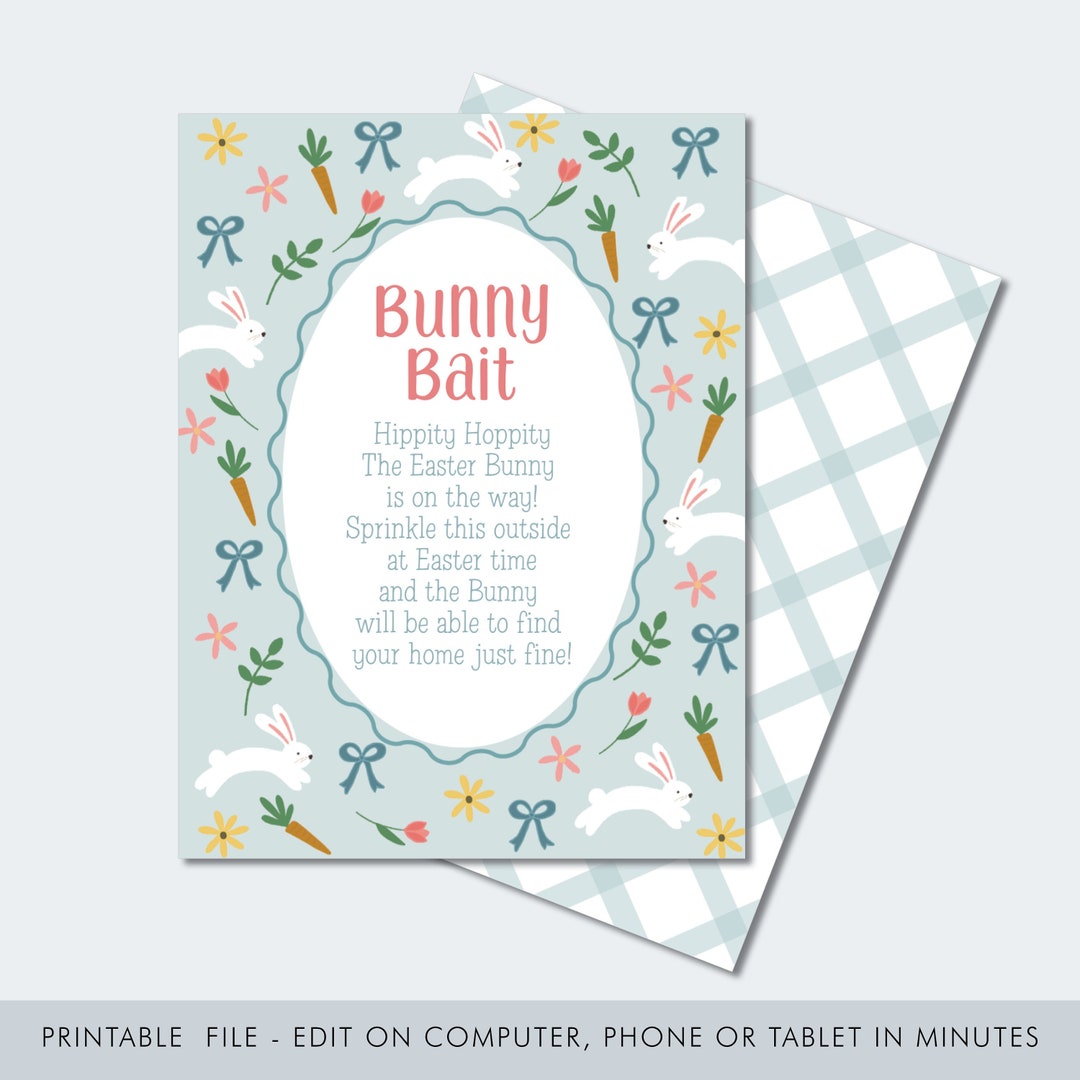 Printable Easter Bunny Bait Tag (DIY Editable File) - Etsy